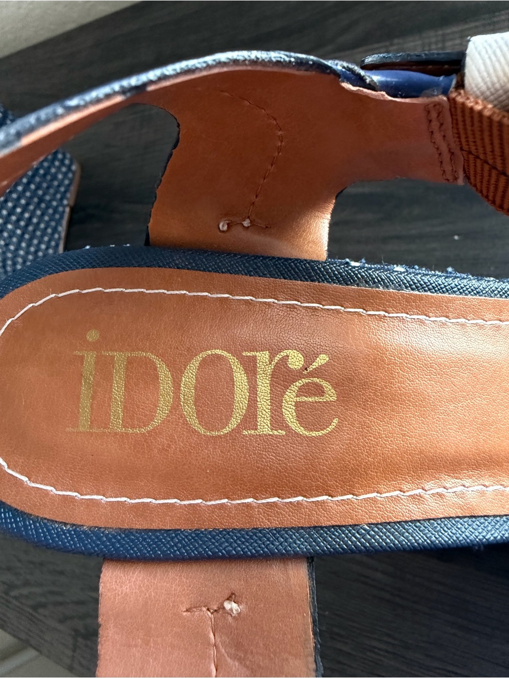 Idoré Navy Blue Platform Wedge Sandals Size 9 New - Picture 7 of 10